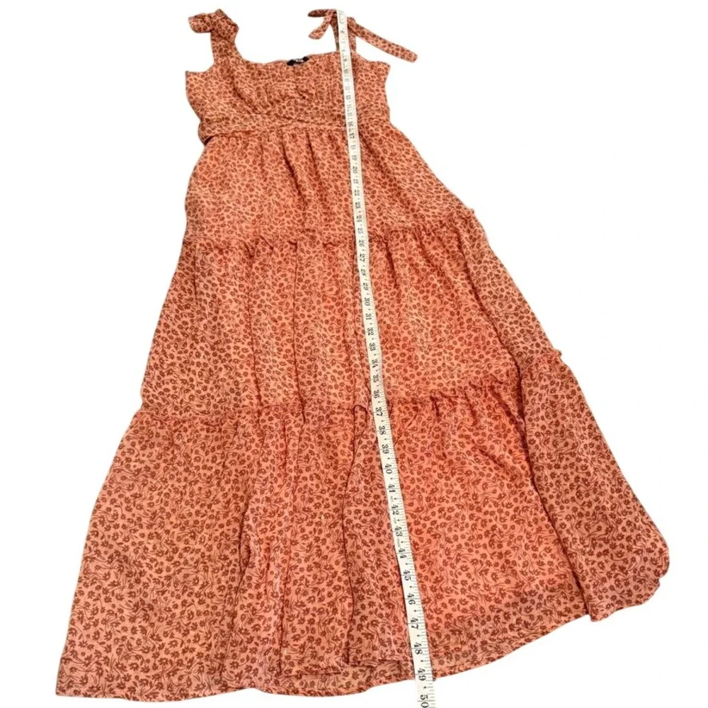 Trixxi Floral Tiered Maxi Dress Rust Orange Lurex XS Boho Cottagecore - Picture 7 of 8